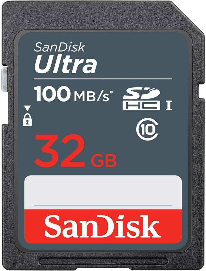 SanDisk Ultra 32GB SD Card - 100MB/s Class 10 for Digital Cameras
