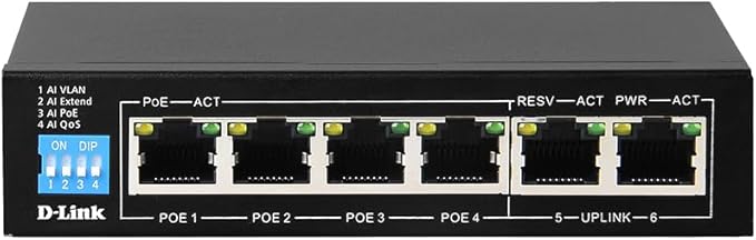 D-Link DGS-F1006P - 6-Port Gigabit PoE Switch | 4 Long Reach PoE + 2 Uplink Ports