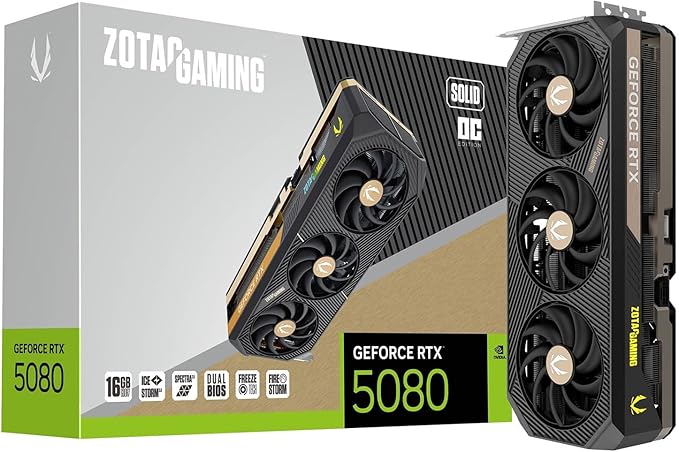 ZOTAC GAMING GeForce RTX 5080 SOLID OC | White 16GB GDDR7 4K Gaming Card