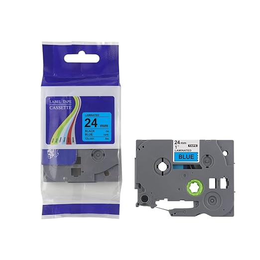 Brother TZ2-551 Label Tape 24mm x 8m – Black on Blue Laminated Tape for Brother P-touch Label Printers