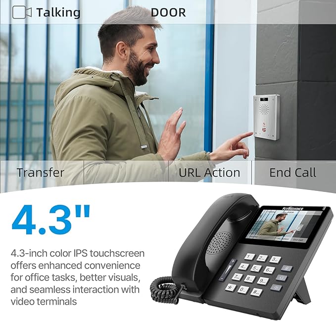 Flyingvoice FIP15G Plus Elite IP Phone | 4.3" Touch Screen, 10-Line, Dual-Band Wi-Fi & HD Audio