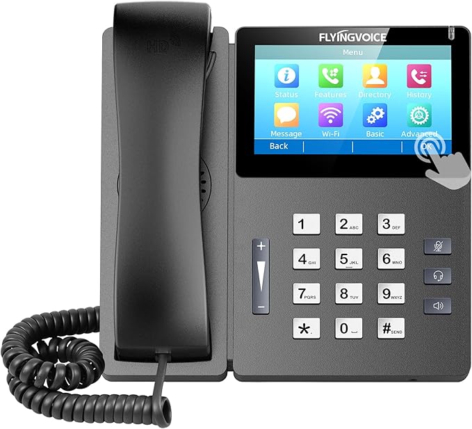 Flyingvoice FIP15G Plus Elite IP Phone | 4.3" Touch Screen, 10-Line, Dual-Band Wi-Fi & HD Audio