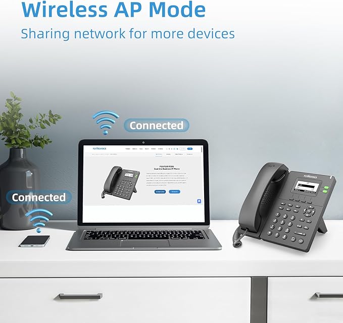 Flyingvoice P20P IP Phone: Dual-Line, PoE, 2.4GHz Wi-Fi & HD Voice