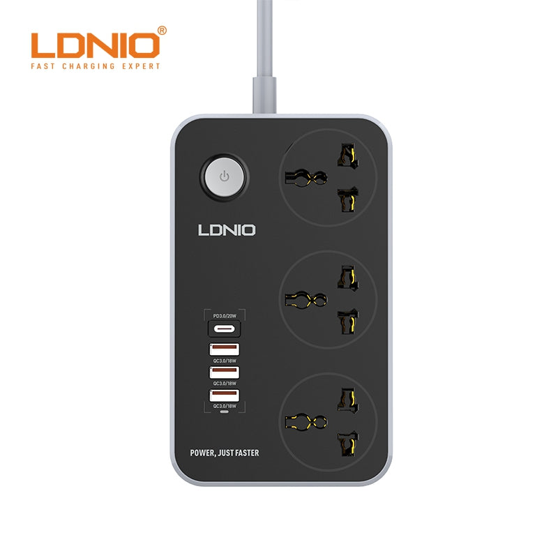 LDNIO SC3412 Power Strip | 3 Outlets + 4 USB Ports with 38W Fast Charging
