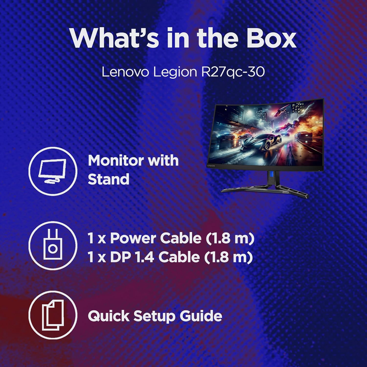 Lenovo Legion R34w-30 34" WQHD 180Hz 1500R Curved Gaming