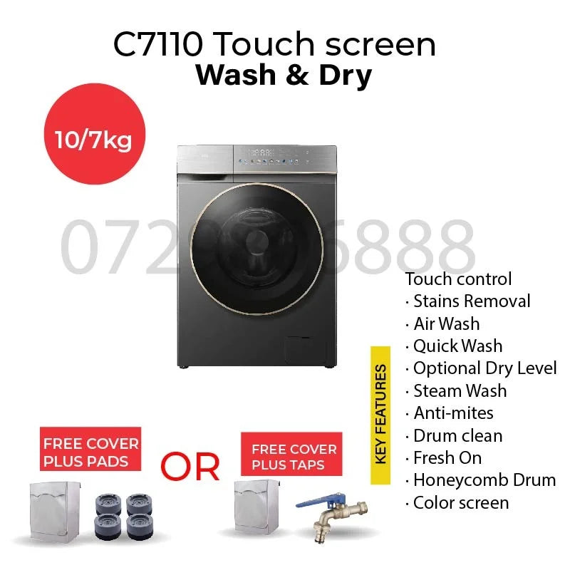 TCL 10kg Front Load Washing Machine | Inverter DD Motor | Steam Wash & Honeycomb Drum