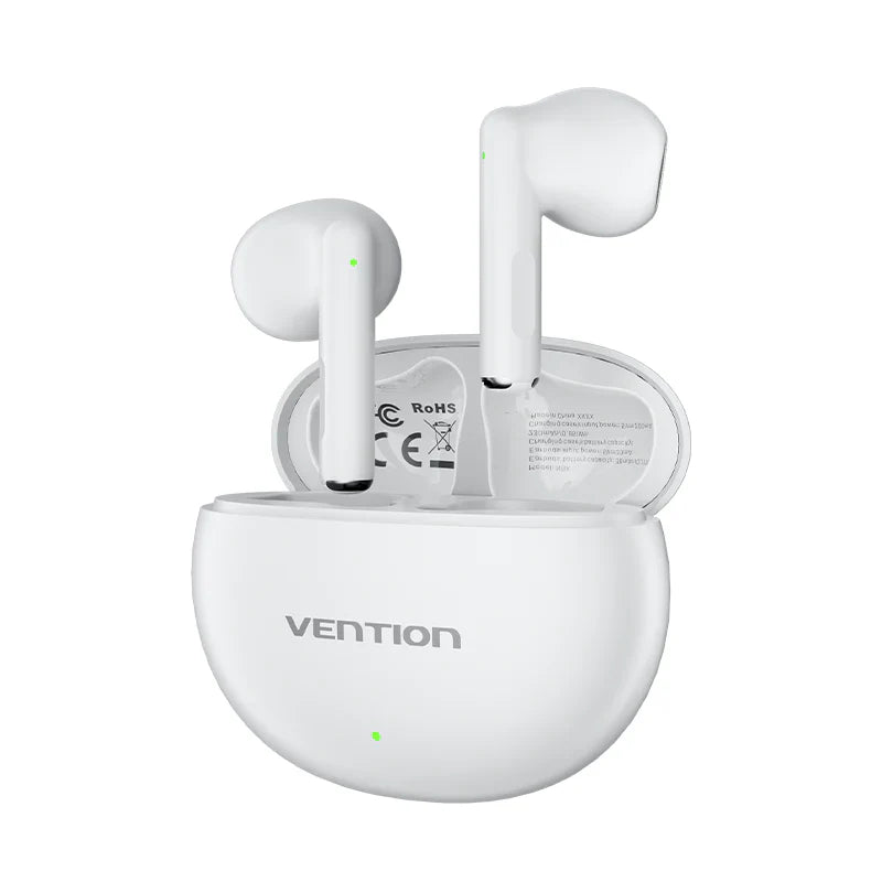 Vention Elf E06 Wireless Earbuds – Bluetooth 5.3 Earphones with Charging Case (White)