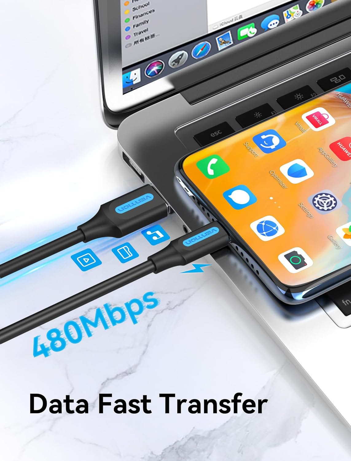 Vention USB-A to USB-C Cable 1M – Fast Charging & Data Sync (Black PVC)